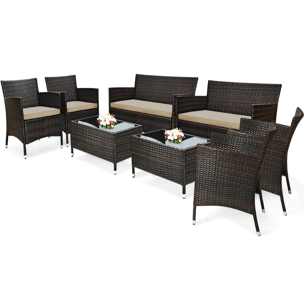 8-Piece Wicker Outdoor Patio Furniture Set with Two Chairs Included detail image - detail view 5