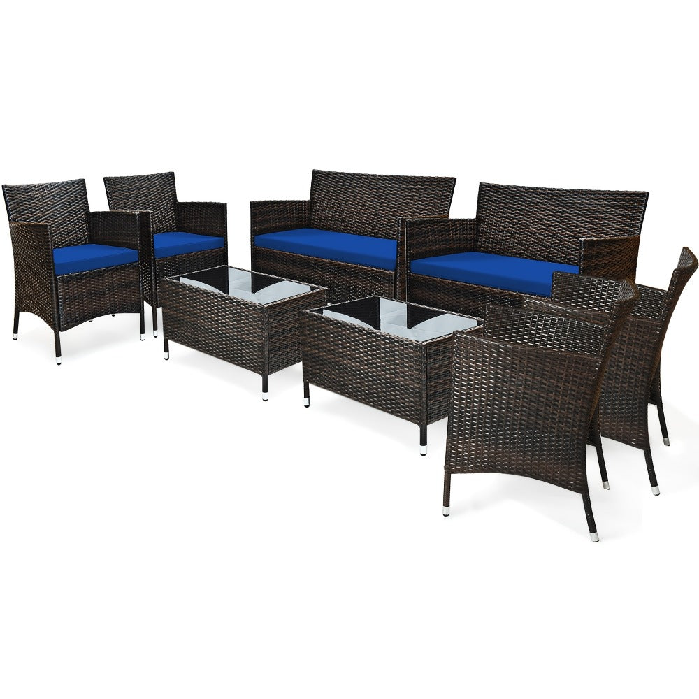8-Piece Wicker Outdoor Patio Furniture Set with Two Chairs Included detail image - detail view 9
