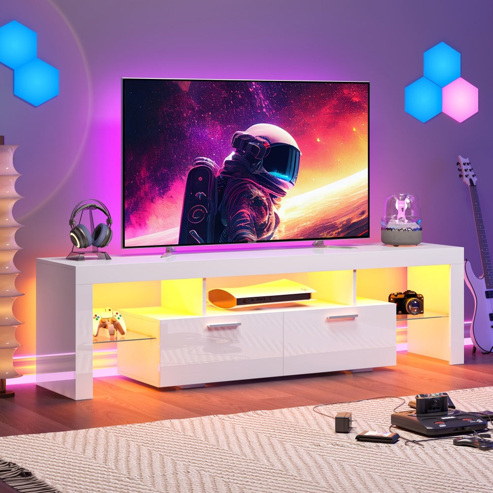 TV Stands and Entertainment Centers, TV Stand with LED Lights for 55 65 75 80 Inch TVs shown in the main product view