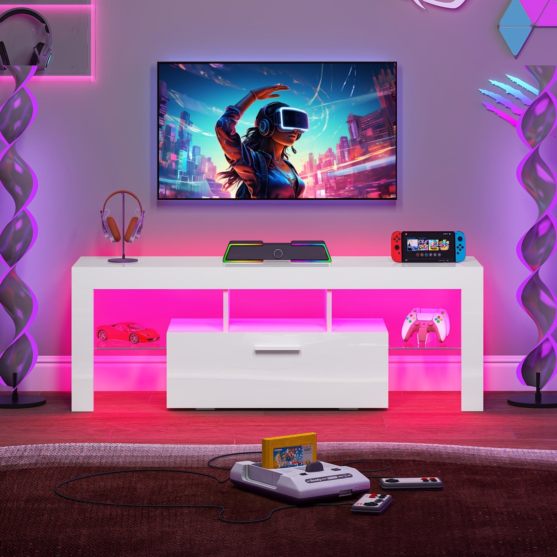 TV Stands and Entertainment Centers shown in the White, L130cm, for TVs below 55" option