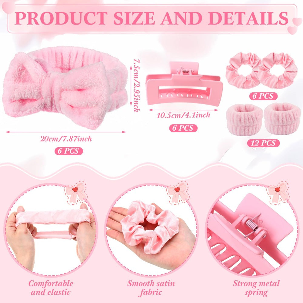 Spa Party Favors Set 48pcs for Women – Sleepover Party Supplies with Headband, Wristband, Scrunchies, Hair Clip, Jewelry Case