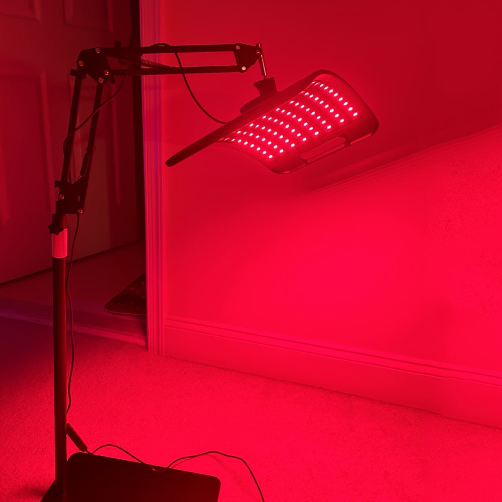 Adjustable Red and Near-Infrared LED Panel Lamp with 660nm and 850nm Light, Floor Stand and 30-Minute Timer