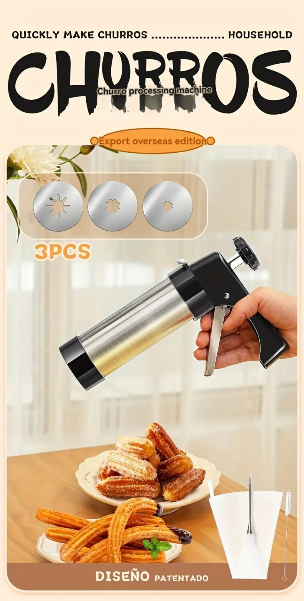 Cookie Press Biscuit Machine 8pcs, Heavy Duty Manual Spanish Cookie Maker with 8 Discs, No Electricity Required, Three-Stable System