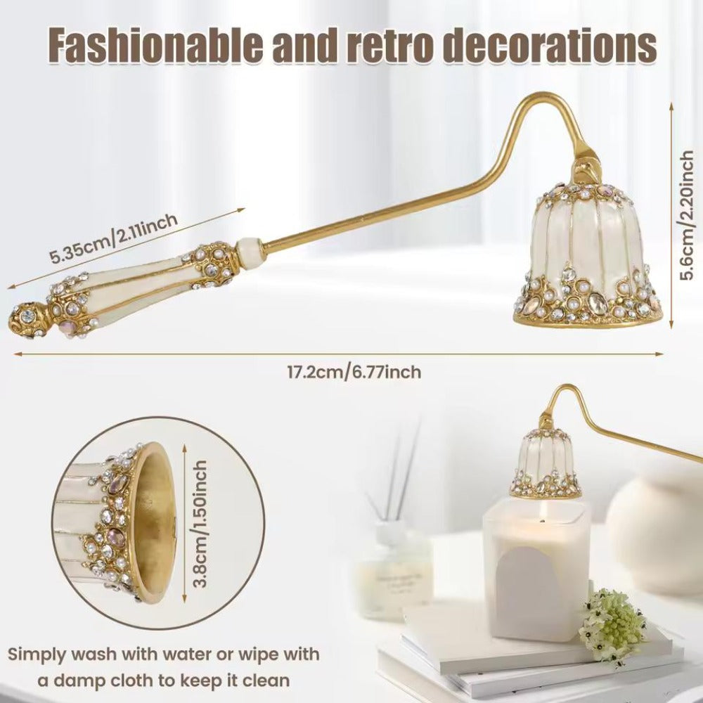 Candle Snuffer Long Handle - Elegant Metal Wick Flame Extinguisher Bell Candle Accessory for Home Decor