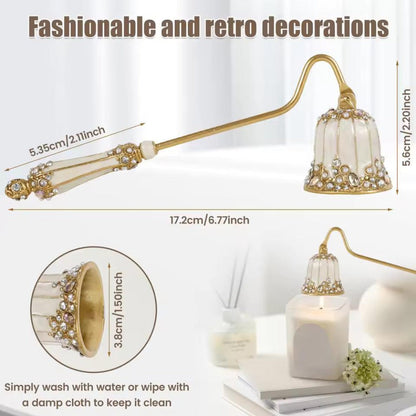 Candle Snuffer Long Handle - Elegant Metal Wick Flame Extinguisher Bell Candle Accessory for Home Decor