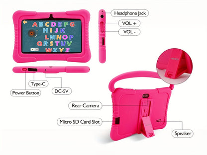 Veidoo Kids Tablet 7 Inch Eye Protection Screen 2GB RAM 32GB ROM Android WiFi Dual Camera Parental Control Educational Games Drop-Proof