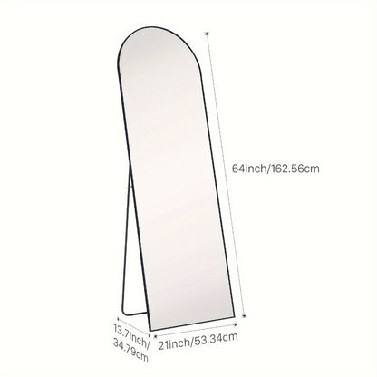 Full-Length Floor Mirror in 59 × 16 or 64 × 21 Inch Arched and Rectangular Black or Gold Frame Options