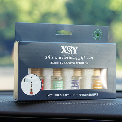 Car Air Freshener X&Y Four-Bottle Hanging Diffuser Gift Set with Eight available Style and Collection Options