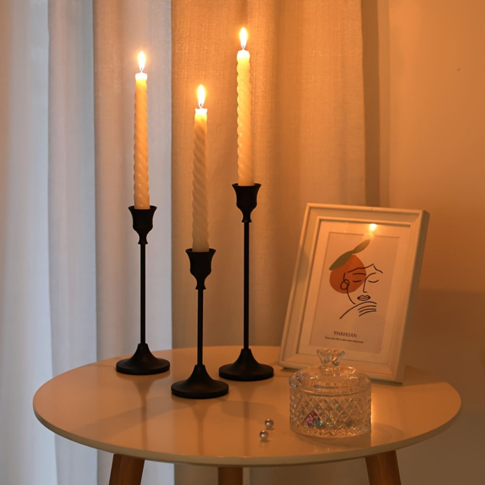 Metal Bell Candlestick Holders Set, Vintage Copper & Black Taper Candle Holders for Wedding Centerpieces