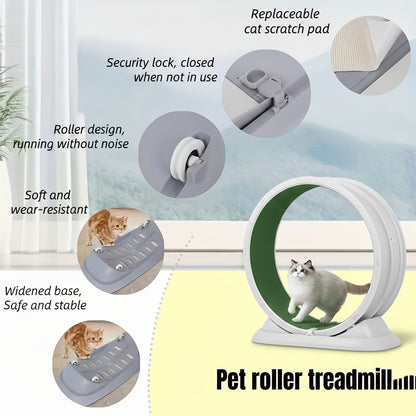 Cat Treadmill Indoor Exercise Wheel Durable Plastic Running Wheel for Indoor Cats All Breeds No Battery Needed Silent Spinner Cat Fitness