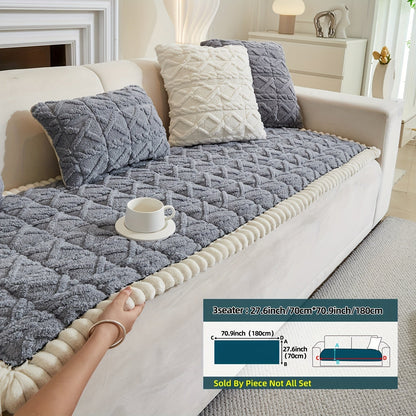 Sofa Cover Bohemian Quilted Shu Velveteen Panels with Ruffles and Design in Five Colors with Model-Specific Size and Color Options