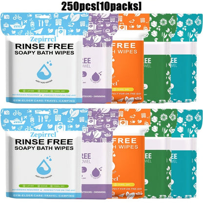 Disposable No-Rinse Soap Towel Sheets for Travel Camping Gym - Portable Foam Bath Towel for Bath Time, Home Spa and Personal Care