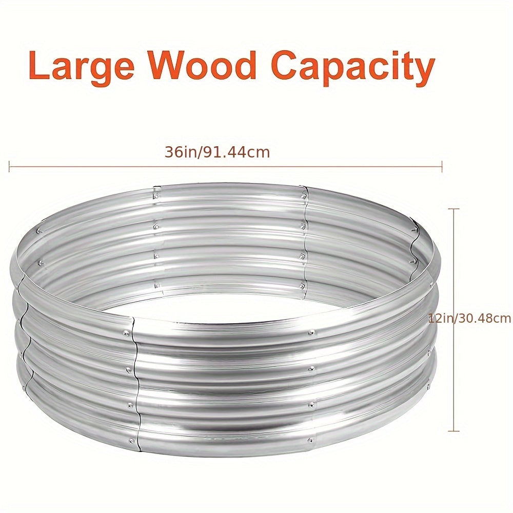 Galvanized Steel Fire Pit Ring Liner for Above Ground Wood Burning, Metal Firepit Insert for Backyard Camping Beach Park Outdoor Patio