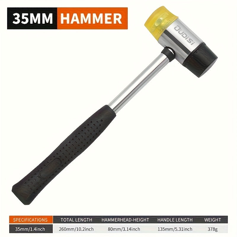 Double-Head Rubber Mallet – Plastic Installation Hammer with Rubber Handle, Rebound-Proof Soft Mallet for Floor Installation, Tile, Jewelry