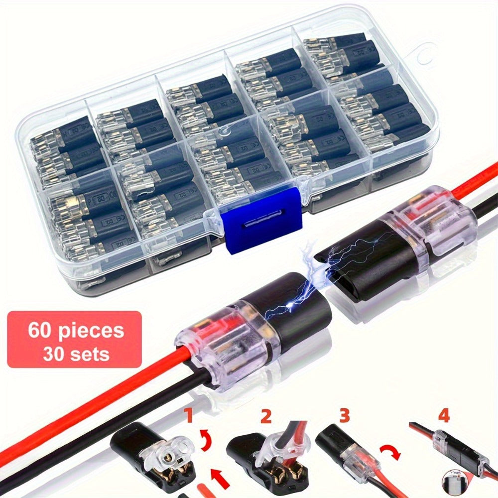Two-Pin Quick-Connect LED Wire Terminal Set in 12- or 72-Piece Options for Low-Voltage Wiring