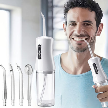 Adjustable Pressure Water Flosser with Interchangeable Nozzles – USB Rechargeable Smart Electric Oral Irrigator for Deep Teeth & Gum