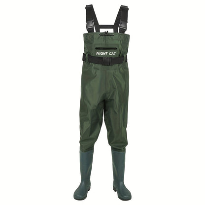 Waterproof Chest Waders for Men & Women with Boot Leg Straps, Adjustable H-Back Suspenders & Anti-Slip PVC Boots for Fly Fishing
