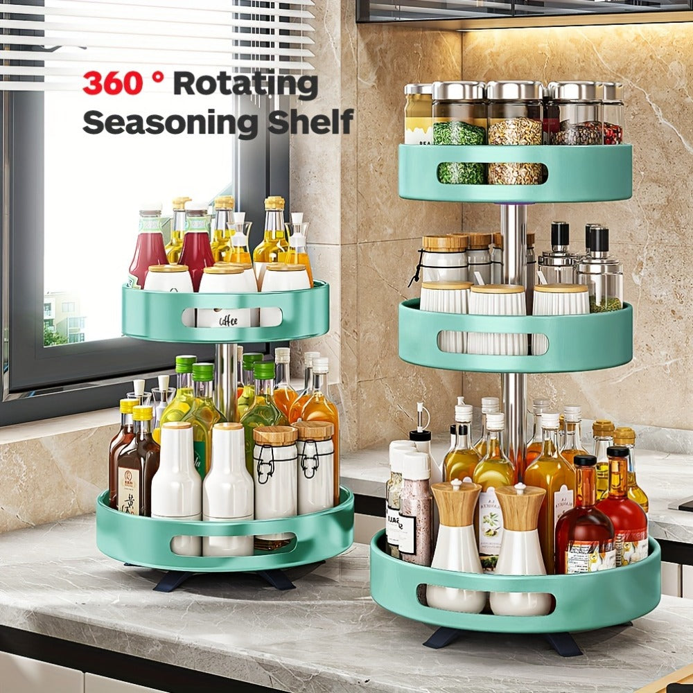 Rotating Spice Rack Double Layer Stainless Steel Countertop Corner Seasoning Storage for Laundry Rooms, Closets and Home Organization