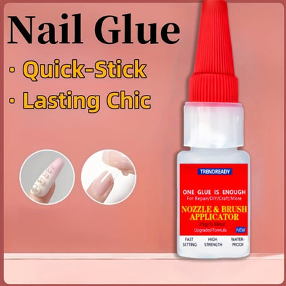 Nail Glue Salon Grade Super Glue 2-Pack, Clear Adhesive for Artificial Nails, Multi-Surface, with Dropper & Brush