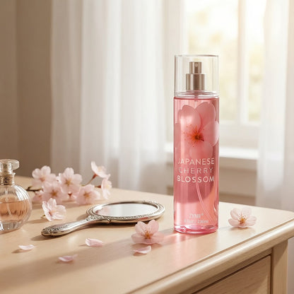 Cherry Blossom Body Mist for Women, Pheromone-Infused Sakura & Rose Fruity Floral Scent, 7- Spray