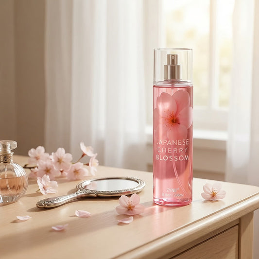 Cherry Blossom Body Mist for Women, Pheromone-Infused Sakura & Rose Fruity Floral Scent, 7- Spray