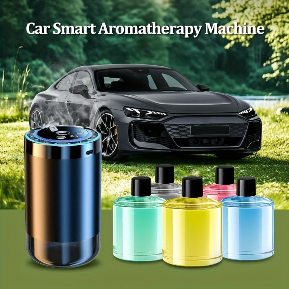 4-in-1 Car Air Freshener Diffuser with Starry Sky Projection – Aromatherapy Humidifier Dynamic Ambient Light, USB Powered