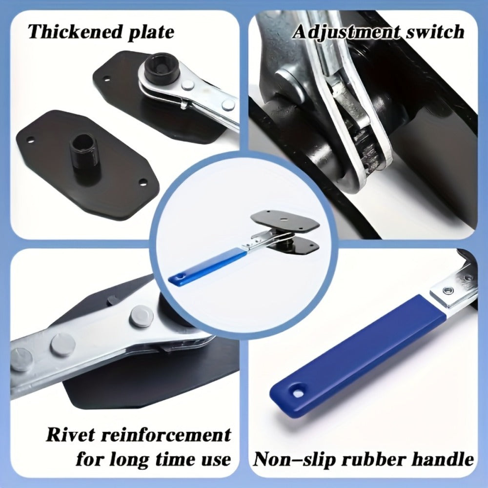 Blue-Handle Ratchet Brake Caliper Press with Removable Plate and Two Hook Bundle Options Pictured