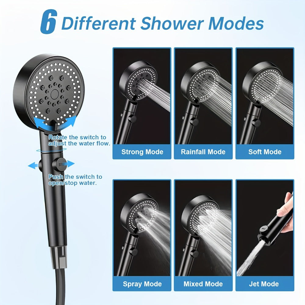 Portable Camping Shower – 6000mAh Battery, 120-Min Runtime, 6 Spray Modes, Smart Display, for Camping, Car Washing, Pet Cleaning