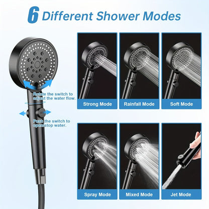 Portable Camping Shower – 6000mAh Battery, 120-Min Runtime, 6 Spray Modes, Smart Display, for Camping, Car Washing, Pet Cleaning