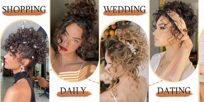 Hair Extensions Curly 10-Inch Synthetic Drawstring Bun with Comb Clips, 80g Weight and Two Brown Color Options