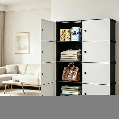 Storage Cabinet Modular Magnetic-Door Organizer with Three or Four Tiers and Two Capacity Options