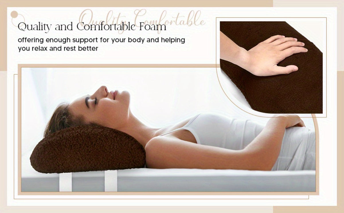 Memory Foam Bolster Pillow for Sleeping, Sherpa Half Roll Leg Support Pillow for Bed, Chair & Sofa
