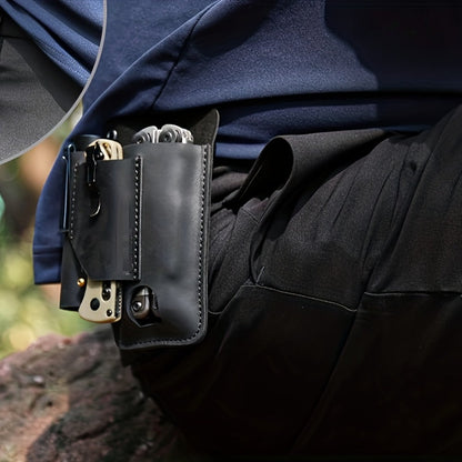 Multitool Belt Holster with Belt Clip & Loop, EDC Everyday Carry Organizer Sheath for Multi-Tools, Flashlight & Pen Holder, 4x5.5x1 Inch