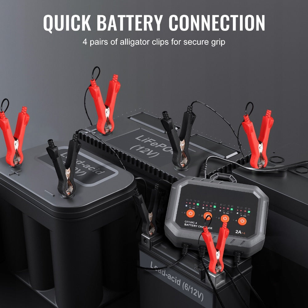 Smart Battery Charger 8A VEVOR Intelligent Charger & Maintainer for LiFePO4, AGM, Gel, SLA & Lead-Acid Batteries