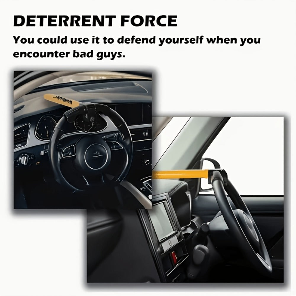 Universal Car Steering Wheel Lock Anti-Theft T-Bar – Heavy-Duty Thick Steel, Cut-Resistant, Computer-Coded Crescent Cylinder