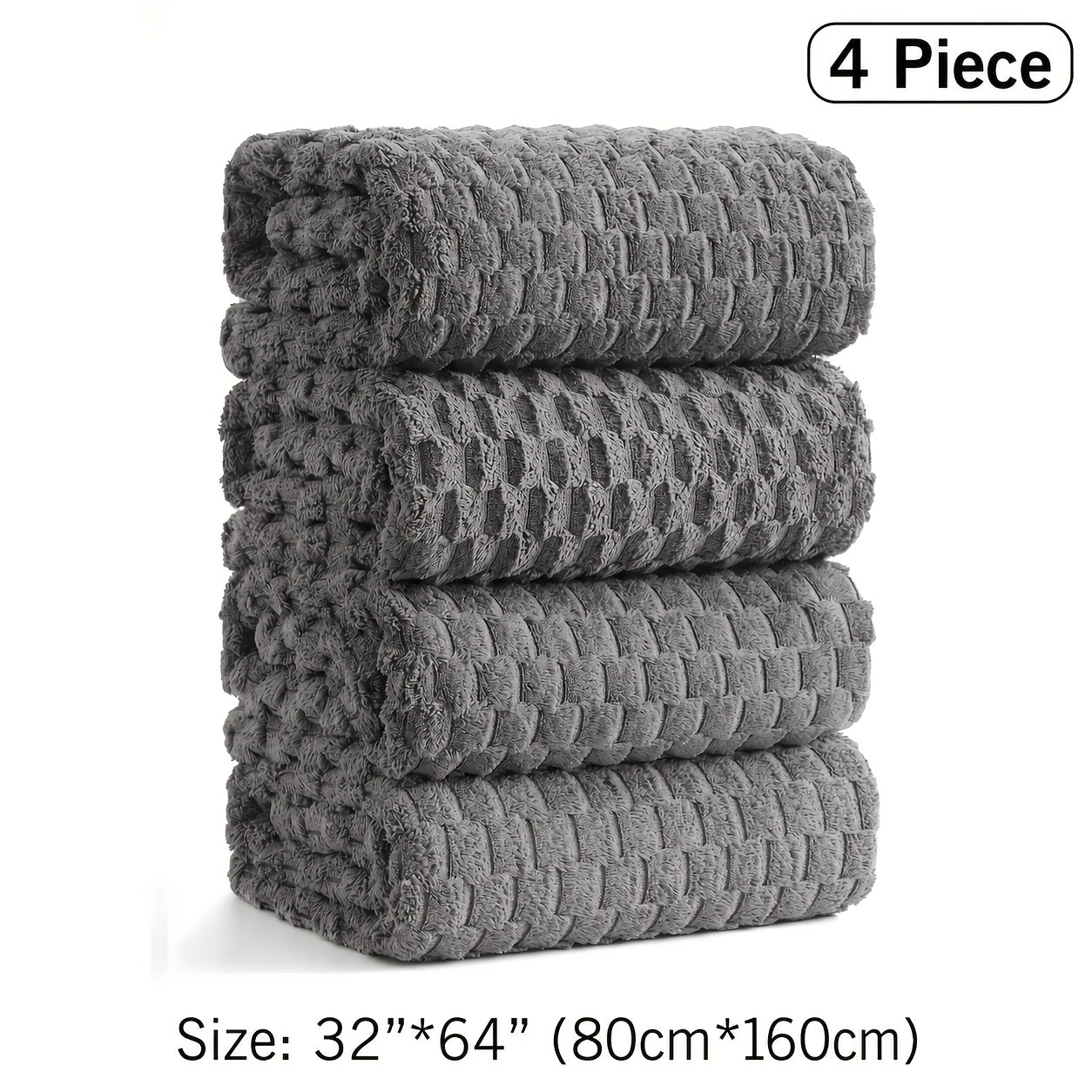 Bath Towels Set Single or 4-Piece 800GSM Oversized Microfiber Towels 32 x 64 Inch for Home and Guest Use