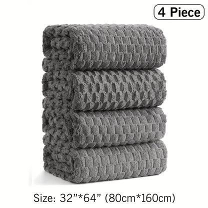 Bath Towels Set Single or 4-Piece 800GSM Oversized Microfiber Towels 32 x 64 Inch for Home and Guest Use