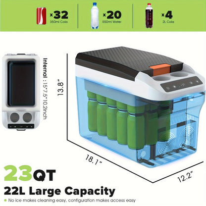 Portable Car Refrigerator Cooler & Warmer, 12V/24V DC & 120V AC Thermoelectric Fridge with Dual-Core Cooling