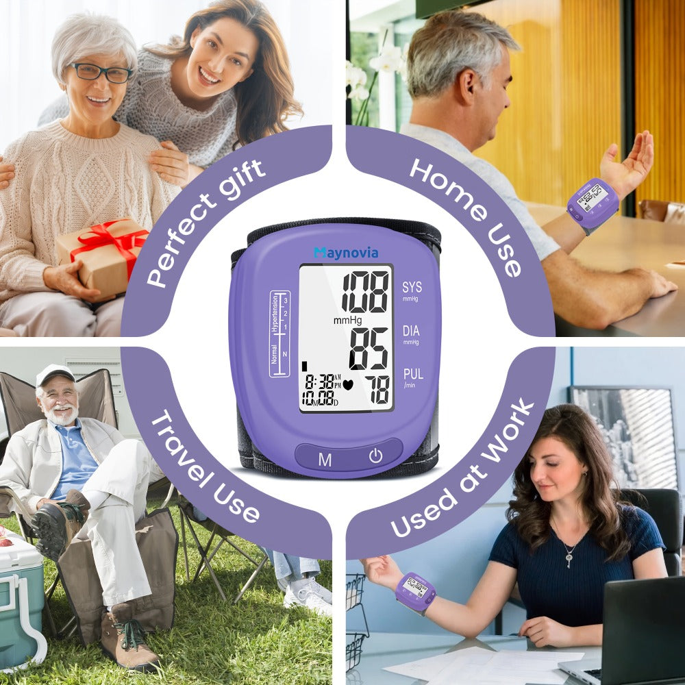 Blood Pressure Monitor Wrist Cuff with Oximeter Fingertip, Digital BP Machine Home Use, 120 Memory