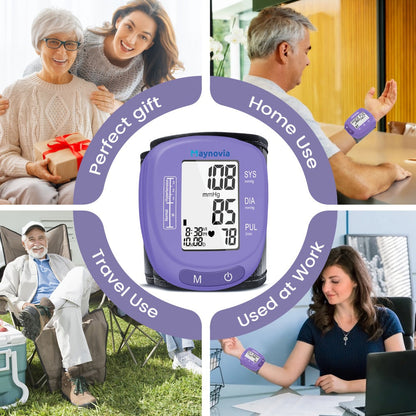 Blood Pressure Monitor Wrist Cuff with Oximeter Fingertip, Digital BP Machine Home Use, 120 Memory