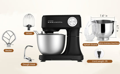 Electric Food Mixer 4.8 Qt 12-Speed Portable Stand Mixer for Daily Baking with Egg Whisk Dough Hook Flat Beater Kitchen Tilt-Head Mixer