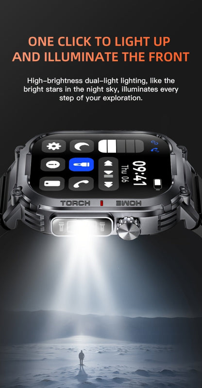 Smartwatch for Men 2.02 Inch with LED Flashlight, Wireless Calling and Activity Tracking for Outdoor Use