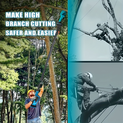 Pole Saw Set with Electric Chainsaw, 6-Inch Cordless Pruner, Long-Handle Scissor Kit, Safety Lock for Tree Pruning & Landscaping