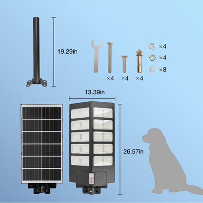 Solar Street Lights Outdoor 800 LED with Motion Sensor, 6500K Dusk to Dawn Flood Light, Remote Control