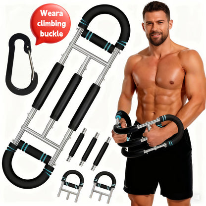 Arm Strength Trainer Three-Bar Chest Expander, Adjustable Multi-Level Resistance, Portable Detachable Forearm & Chest Workout Device