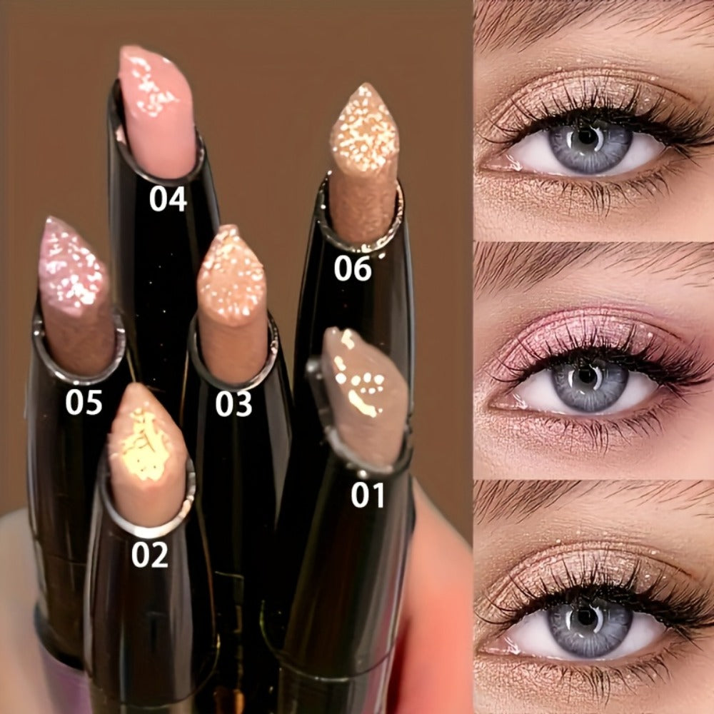 Shimmer Eyeshadow Stick Set 6 Pcs for Women – Pearl Sparkling Waterproof Long-Lasting Eye Makeup Pens with Squalane