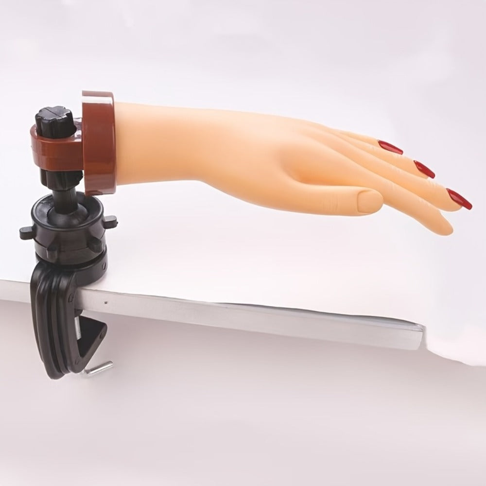 Bendable Nail Practice Hand with Stand – Reusable Mannequin Hand for Acrylic Gel Nail Training, Includes Fake Nail Tips & Nail Tools
