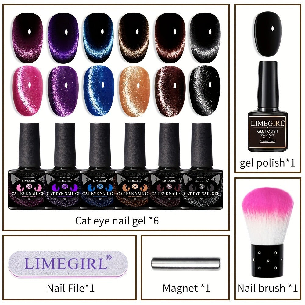 Cat Eye Gel Polish 8ml Holographic Chameleon Flash – Magnetic Sand 3D Color-Shifting Semi-Permanent UV LED Gel Varnish for Salon & Home DIY