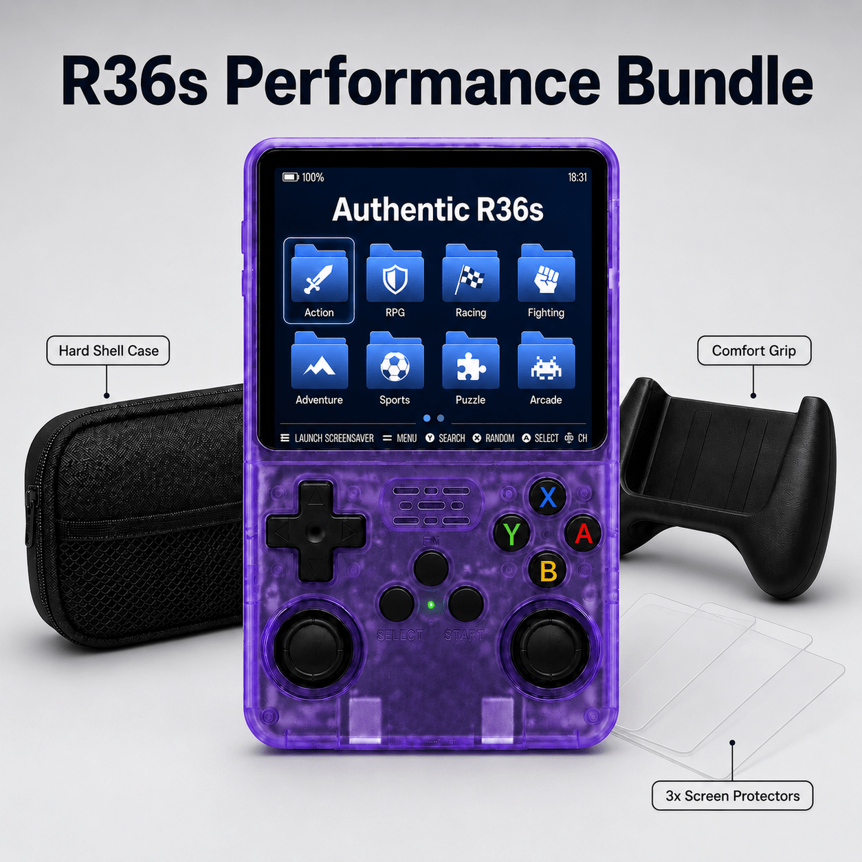 R36S Retro Handheld Game Console ArkOS 3.5" IPS Screen 64GB 128GB, Portable Emulator Gaming Device USB-C 10Hr Battery