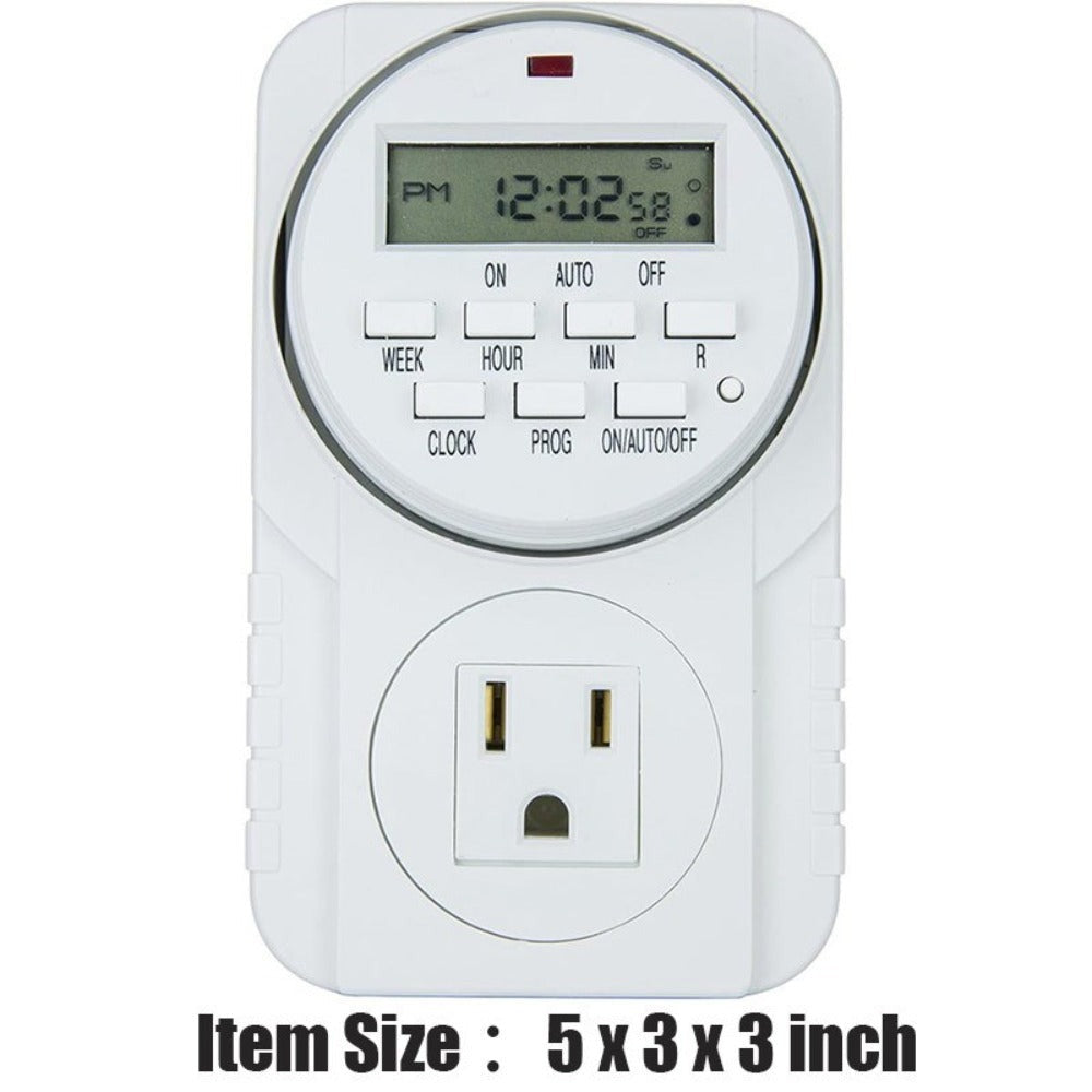 7-Day Digital Programmable Timer with Dual Outlet - Indoor Electric Timer for Hydroponics, Lamp, Light